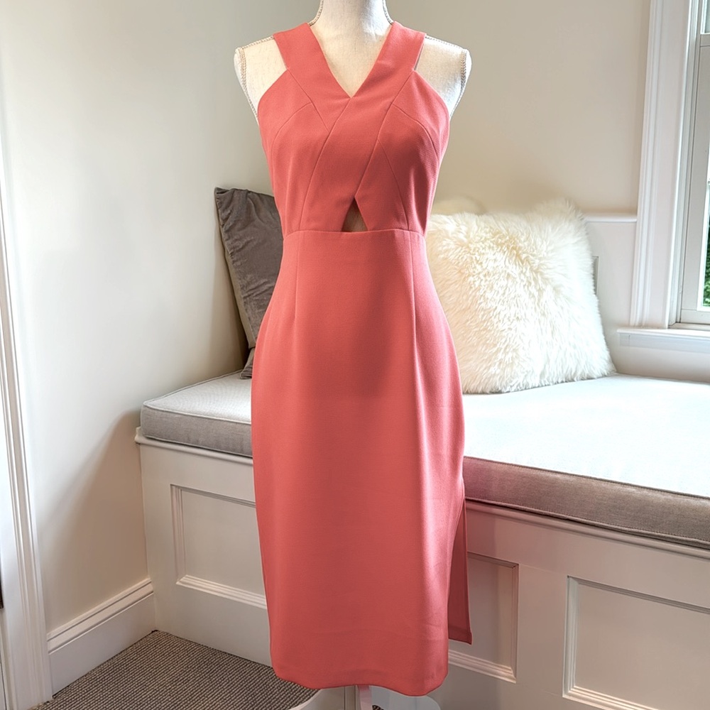 BCBG Empire Waist Crepe Midi Dress